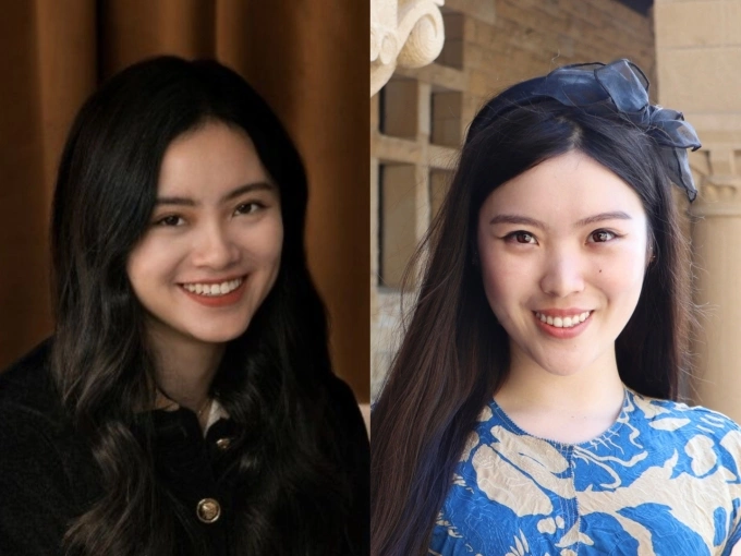 Demi Guo (izquierda), cofundadora de Pika, y Carina Hong, fundadora de Axiom Math. Foto de Demi Guos X y Carina Hongs LinkedIn
