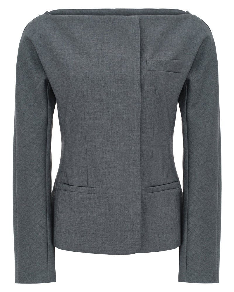 Blazer de cuello abierto Blazer de cuello abierto