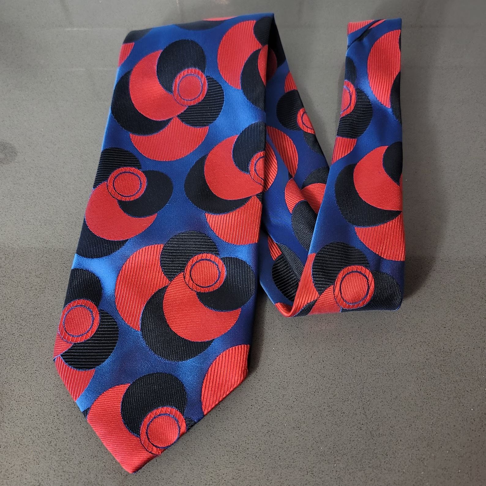 VintAgeandMore7 en Etsy, corbata vintage abstracto azul morado rojo negro Cerruti