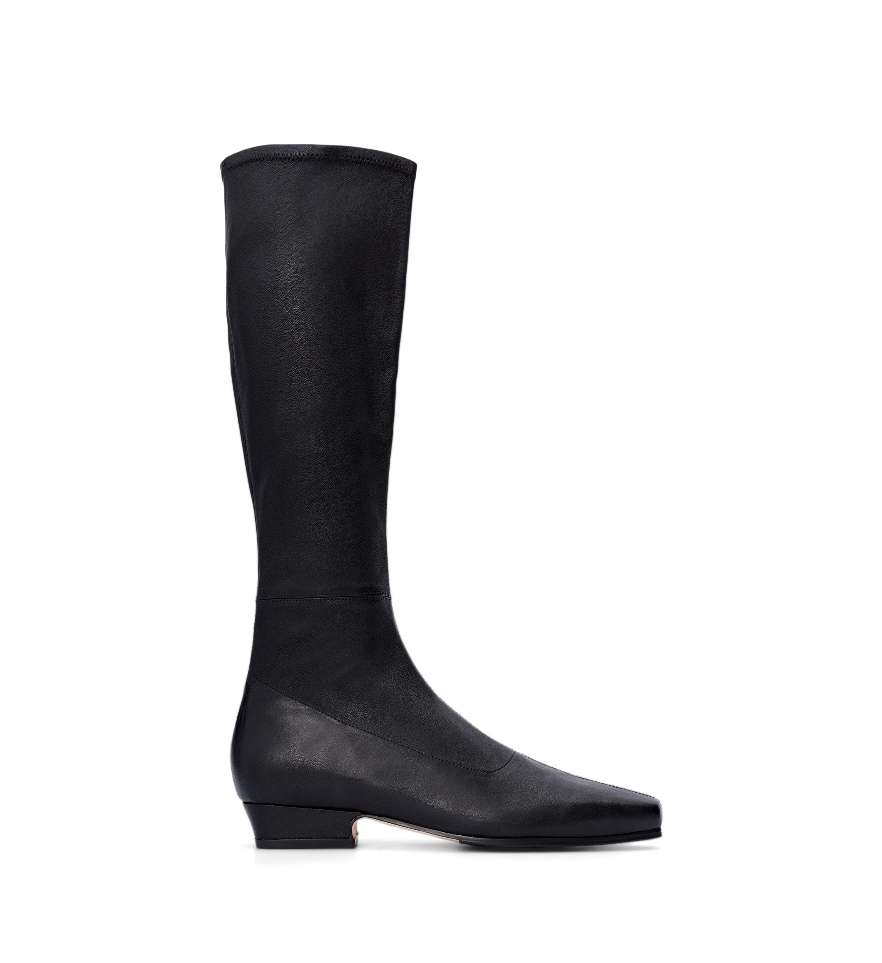 Botas hasta la rodilla de piel elástica negra de Remiz