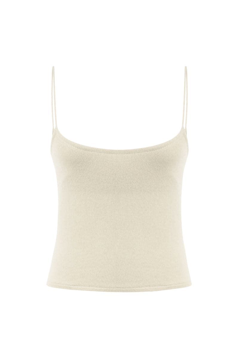 Top de chaleco Billie Ecru de cachemira