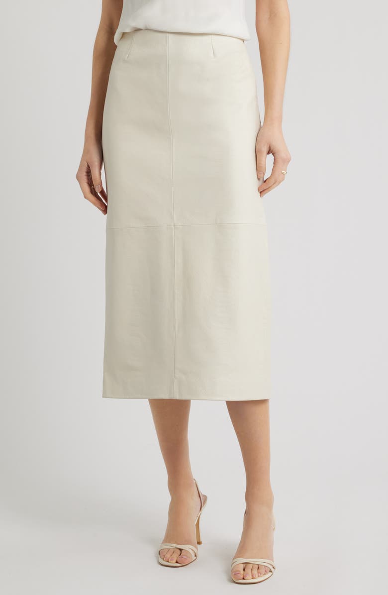 Falda midi de lápiz de piel en relieve de cocodrilo