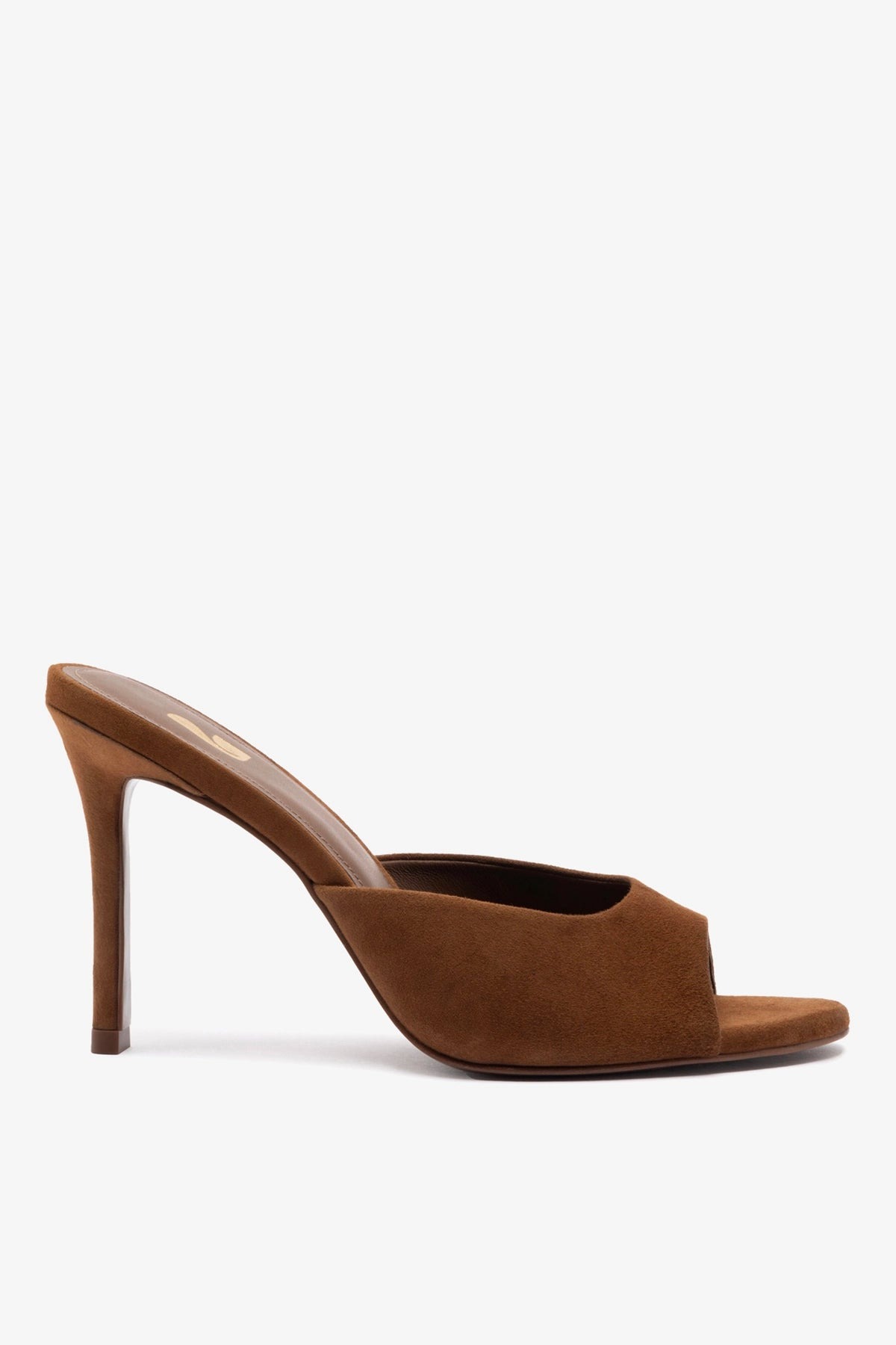 Larroudé, Jasmine Hi Mule en Burnt Umber Suede