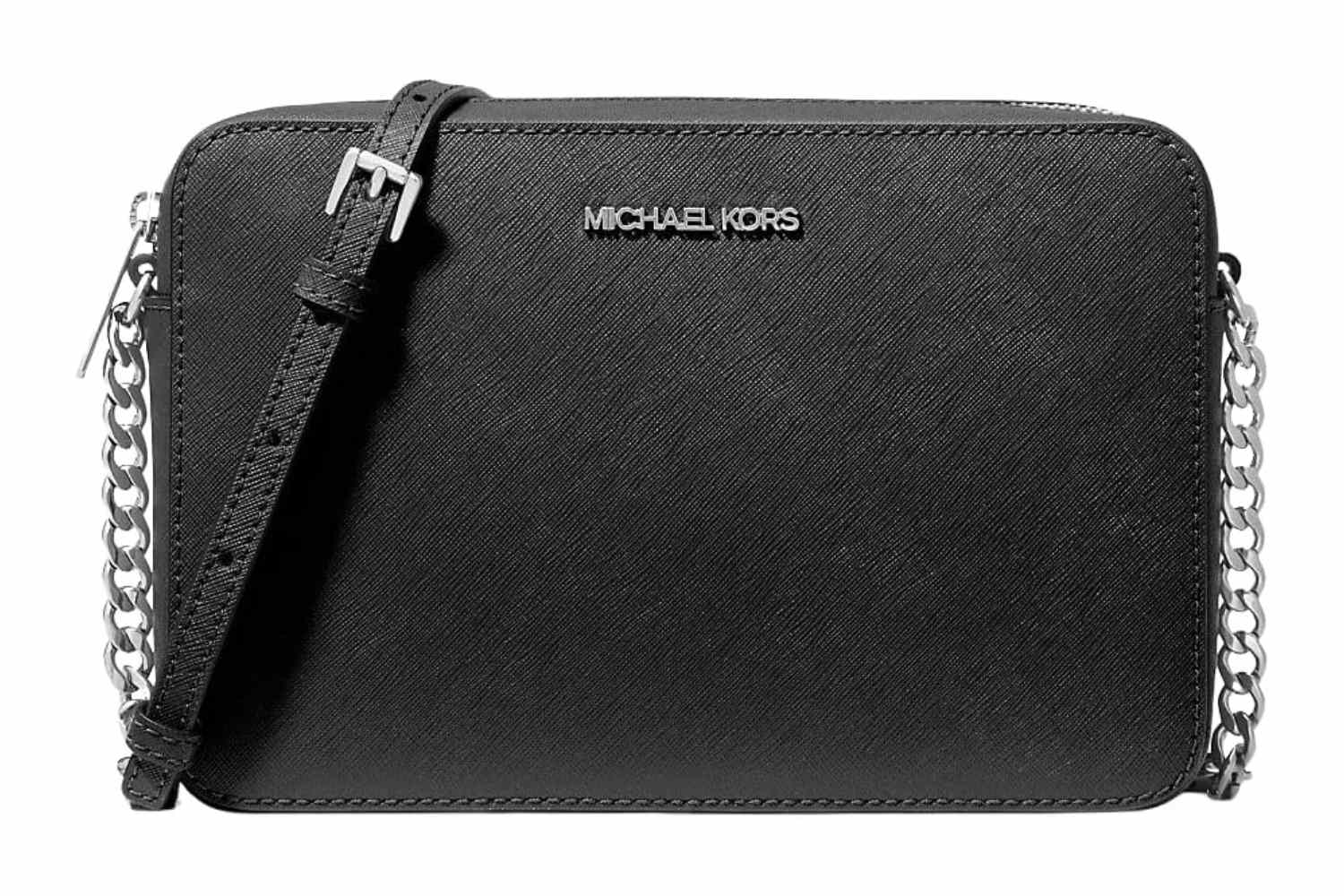 michael kors jet set grande crossbody tono plateado 