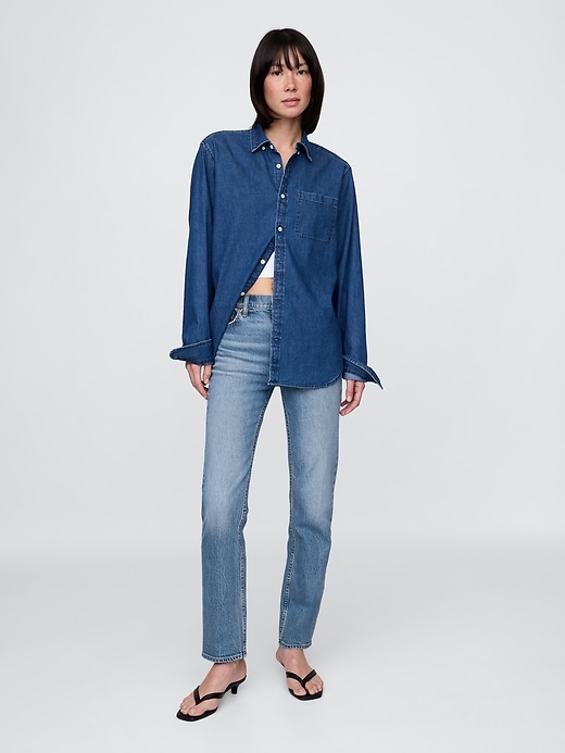Jeans rectos y delgados de talla alta de los años 90