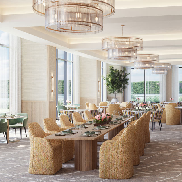 El comedor privado de River's Edge. Diseñado por Perkins Eastman.