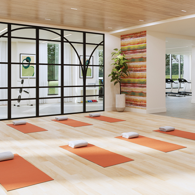 El gimnasio de River's Edge. Diseñado por Perkins Eastman.