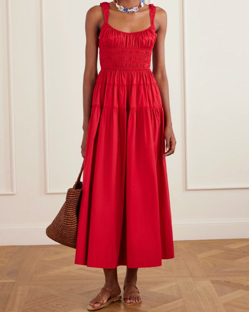 Vestido midi de popelina de algodón