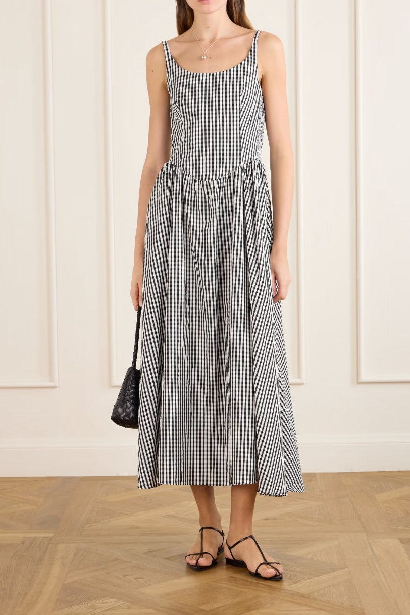 Vestido midi de algodón Gingham