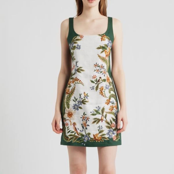 Minivestido de lino con estampado de arena Farm Rio Nature