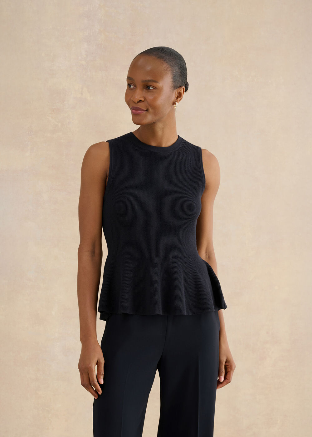 Top Peplum de punto acanalado Bowes