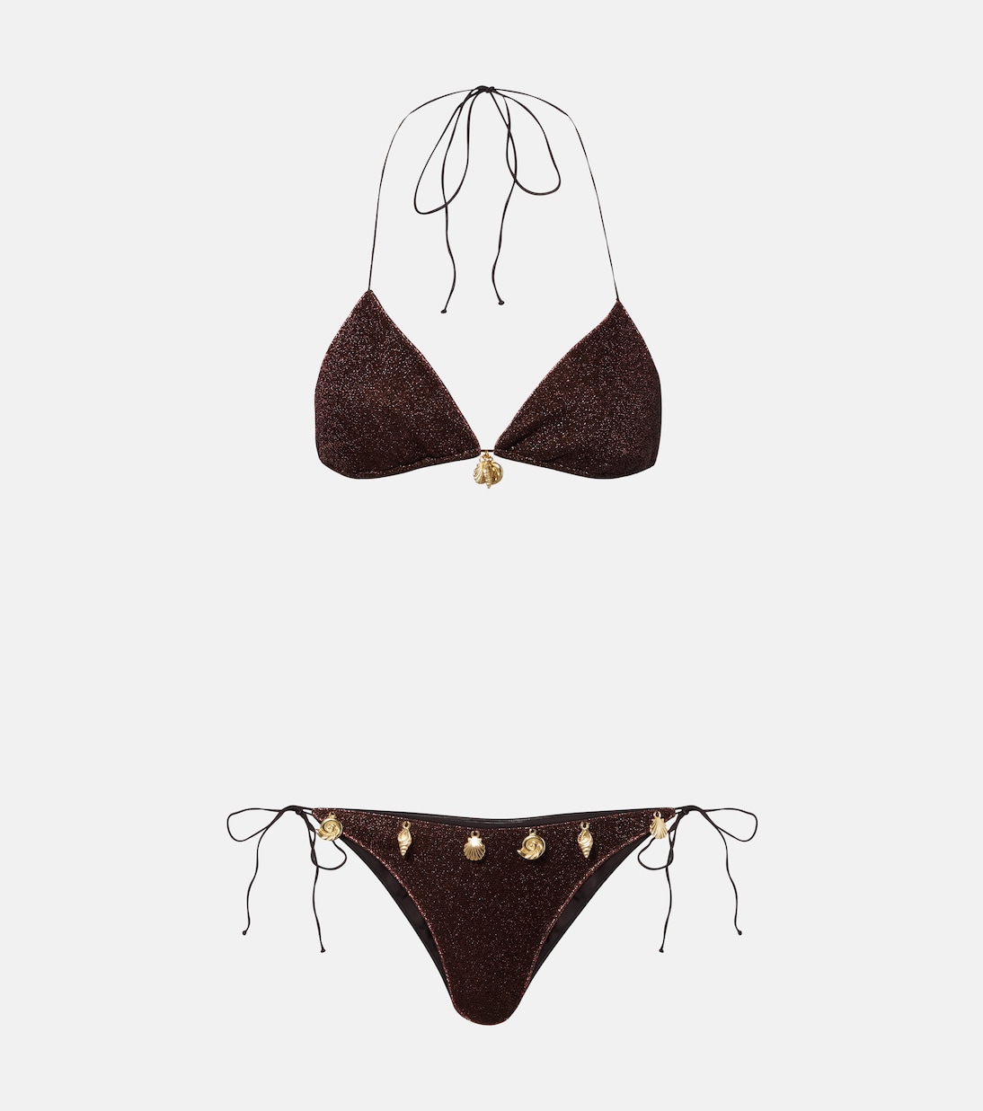 Bikini adornado de Lumière en marrón - Oseree