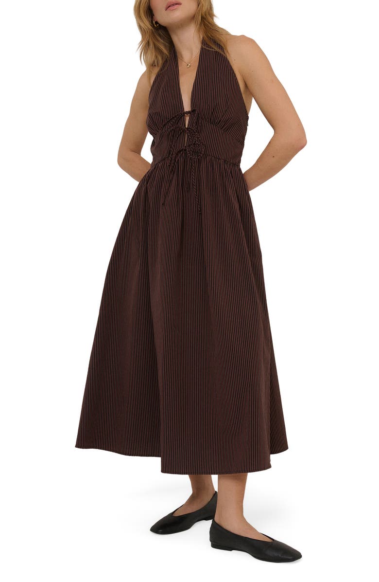 Vestido midi de algodón orgánico con corbata delantera de Lilijana
