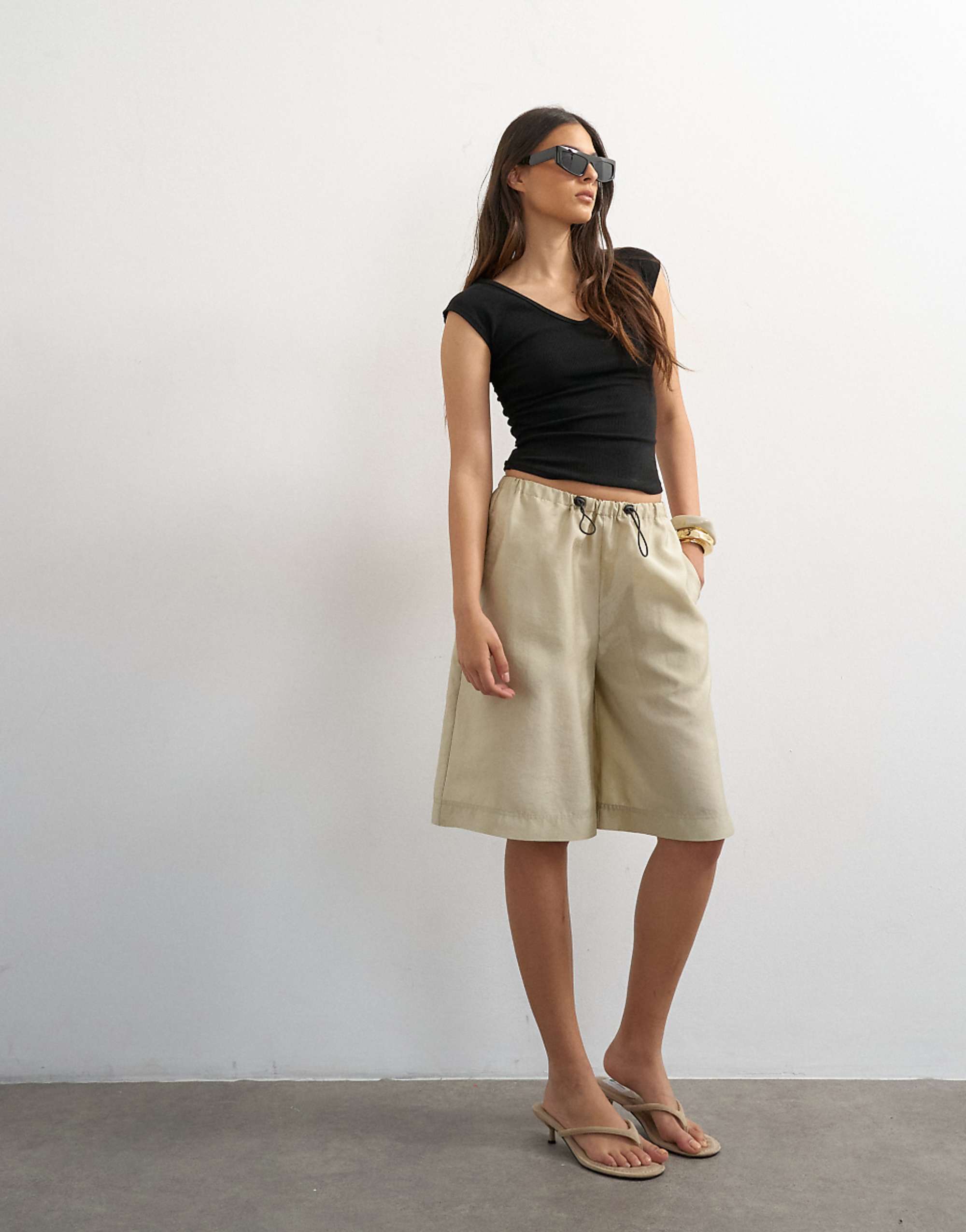 Topshop Taffeta en Line Shortline en Oyster