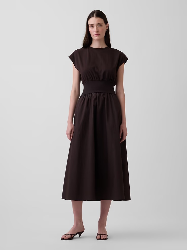 Vestido midio de cintura baja Gap, técnica mixta