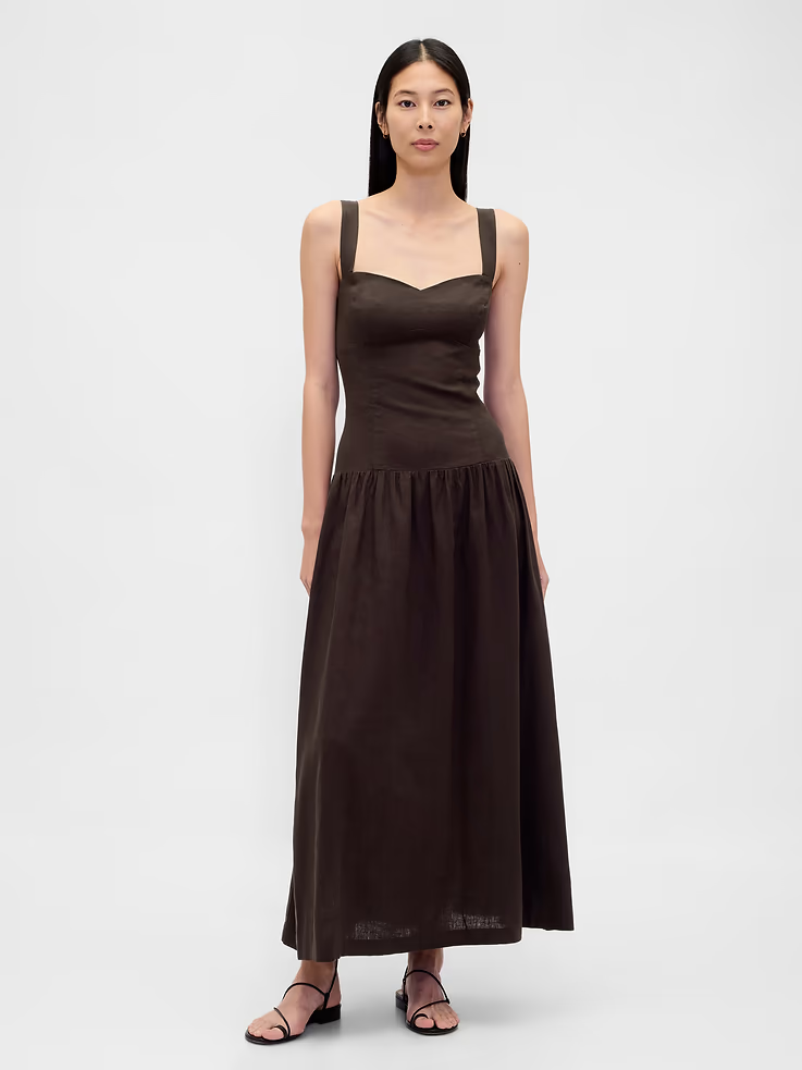 Vestido maxi de corsé de cintura baja Gap, mezcla de lino