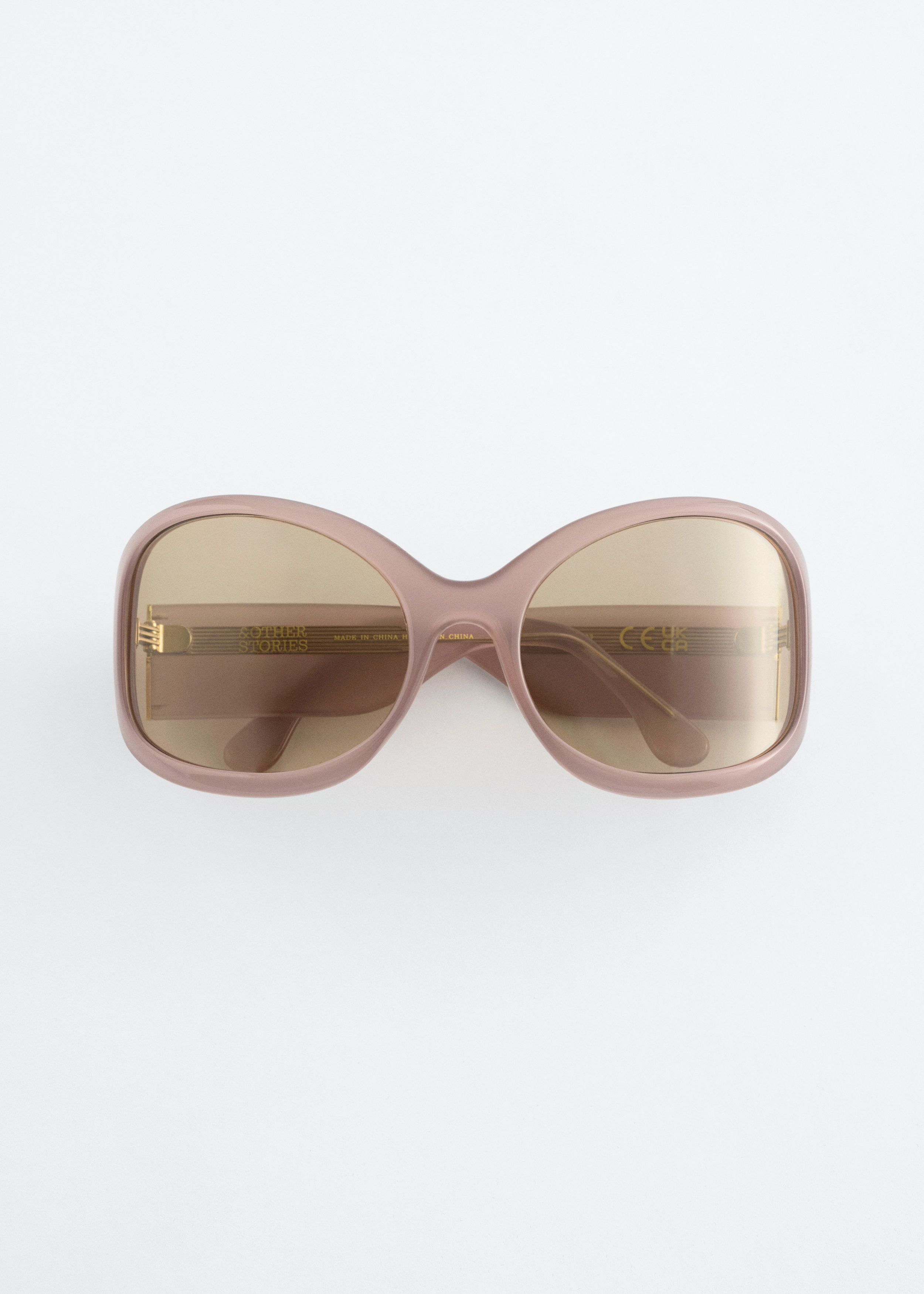 Gafas de sol con montura ovalada de gran tamaño - rosa polvo