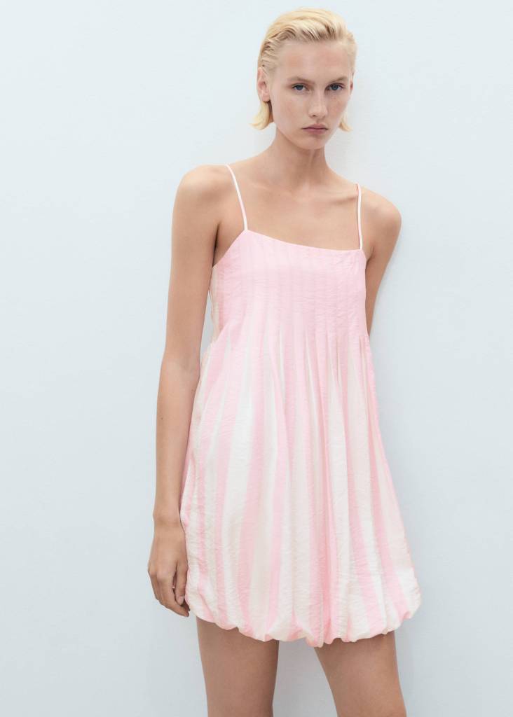VESTIDO RAYAS GLOBO de Mango Outlet.