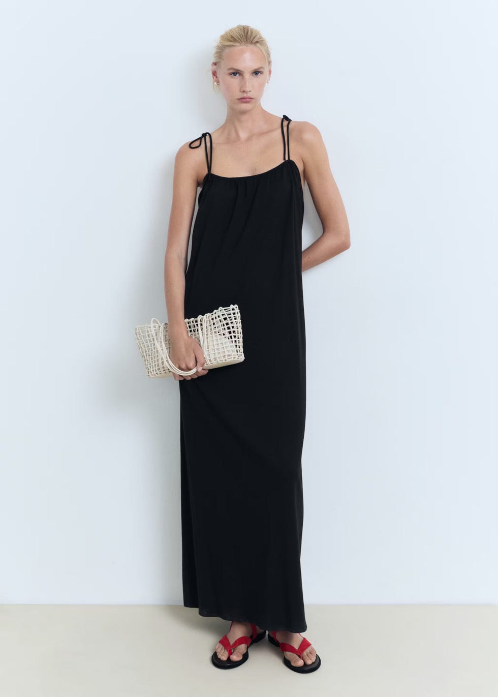 Vestido algodón lazos negro Vestido algodón lazos negro