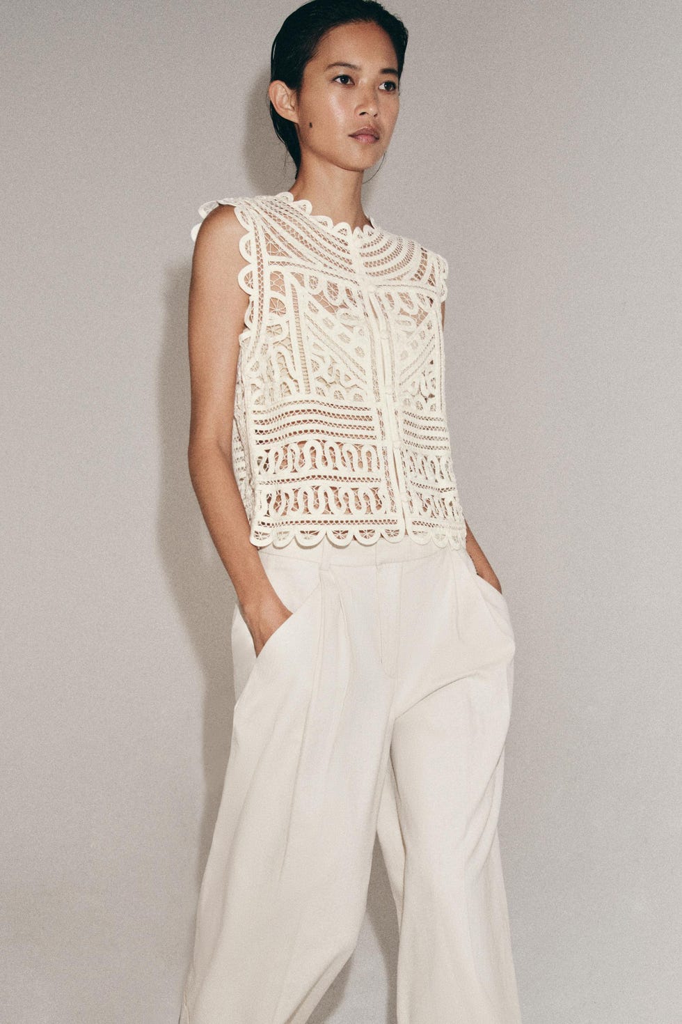 Blusa blanca de ganchillo Blusa blanca de ganchillo