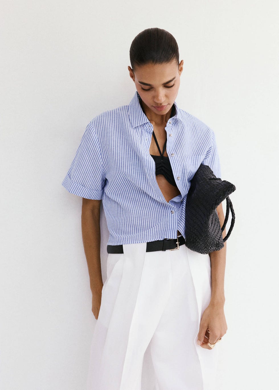 Blusa de rayas con lino y algodón Blusa de rayas con lino y algodón