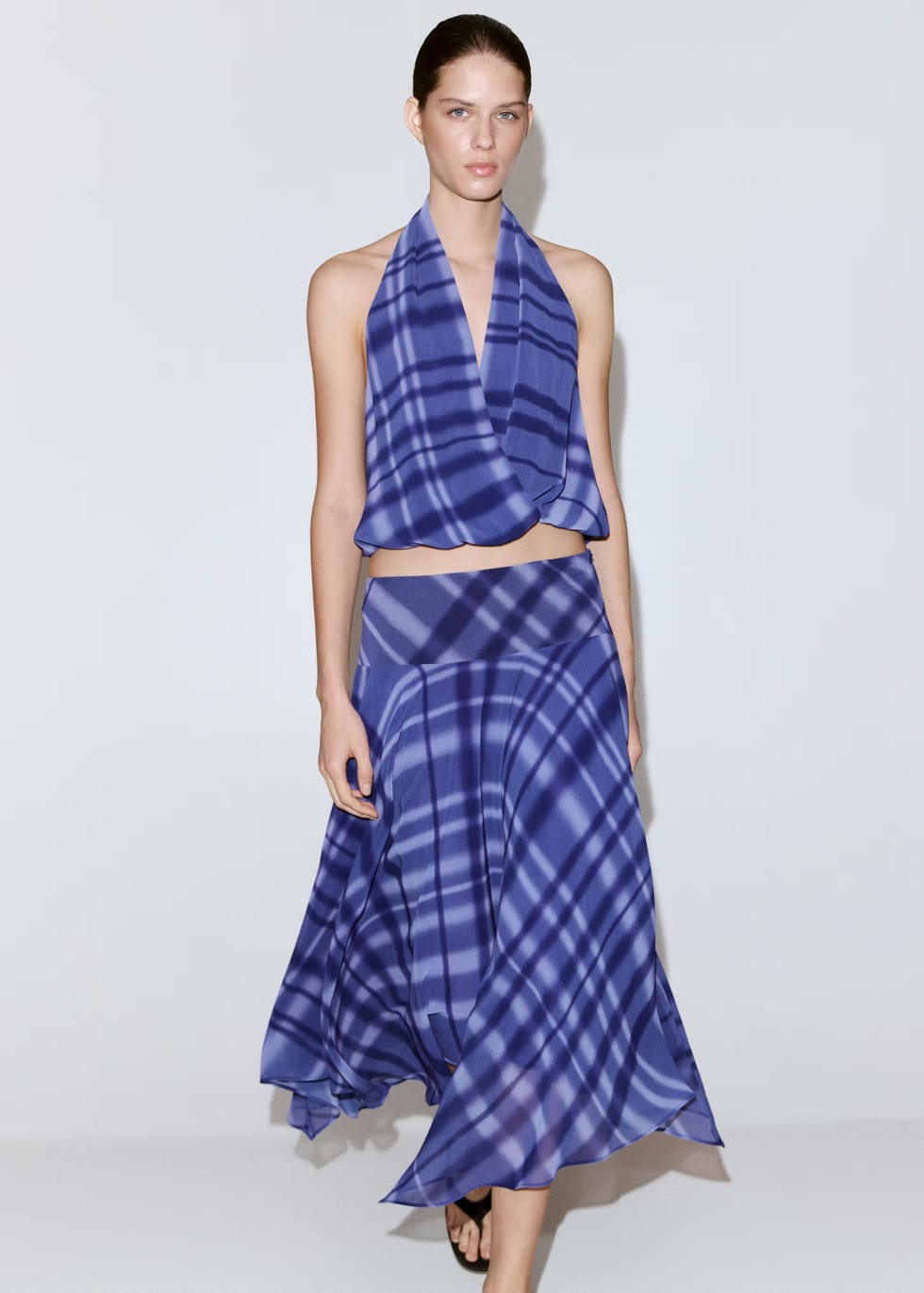 conjunto estampado cuadros mango